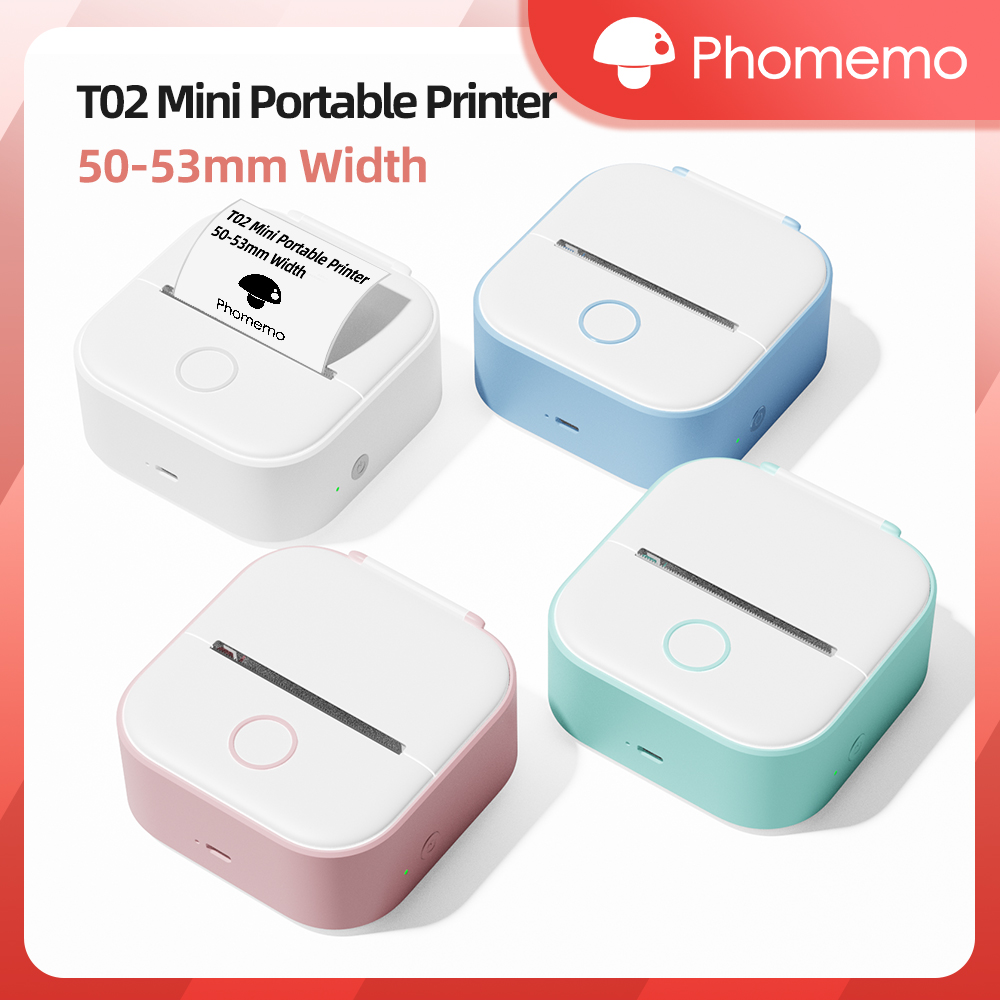 Mini Pocket Thermal Printer Paper Roll - Phomemo T02 Беспроводной карманный термопринтер Портативный