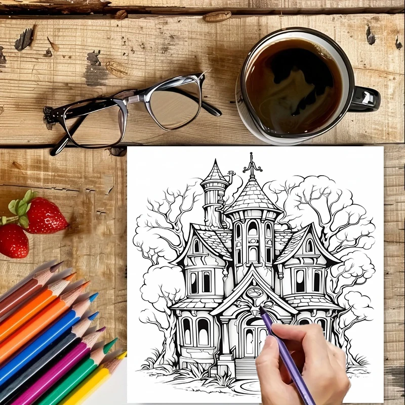 Книга-раскраска «Дом с привиде – обзор и цена Adult Coloring Book Stress Relief