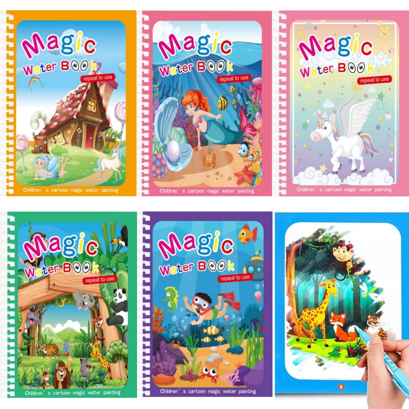 Детская Волшебная книга для ри – обзор и цена Reusable Water Magic Coloring Book